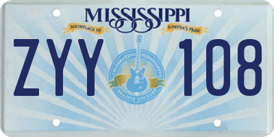 MS license plate ZYY108