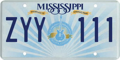 MS license plate ZYY111