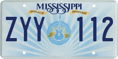 MS license plate ZYY112