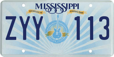 MS license plate ZYY113