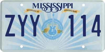 MS license plate ZYY114