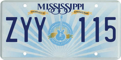 MS license plate ZYY115