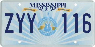 MS license plate ZYY116