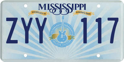 MS license plate ZYY117