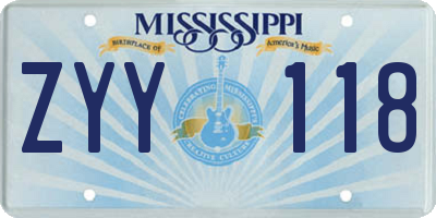 MS license plate ZYY118