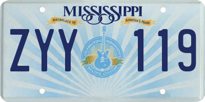 MS license plate ZYY119