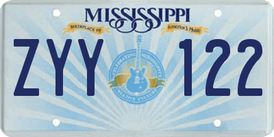 MS license plate ZYY122