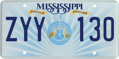 MS license plate ZYY130