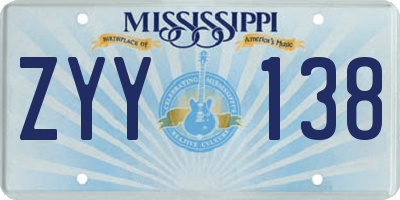 MS license plate ZYY138