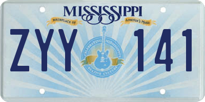 MS license plate ZYY141