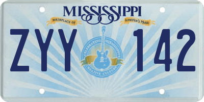 MS license plate ZYY142