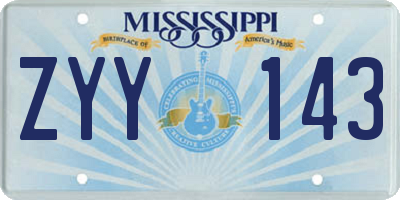 MS license plate ZYY143