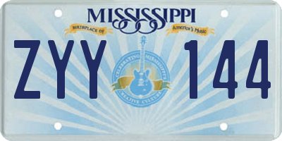 MS license plate ZYY144