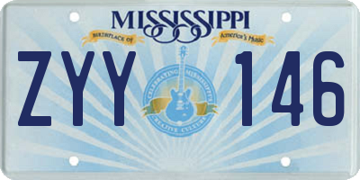 MS license plate ZYY146