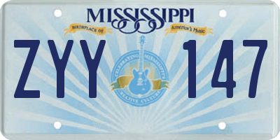 MS license plate ZYY147