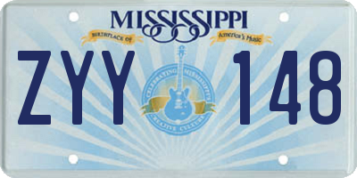 MS license plate ZYY148