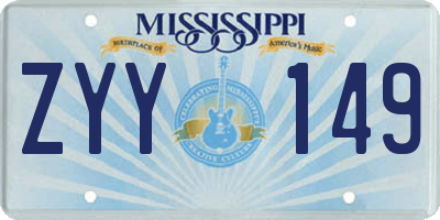 MS license plate ZYY149