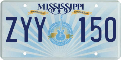 MS license plate ZYY150