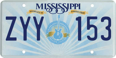 MS license plate ZYY153