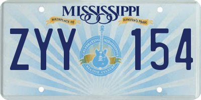 MS license plate ZYY154