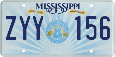 MS license plate ZYY156