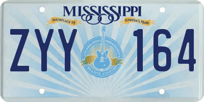 MS license plate ZYY164