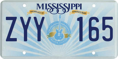 MS license plate ZYY165