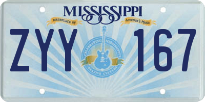 MS license plate ZYY167