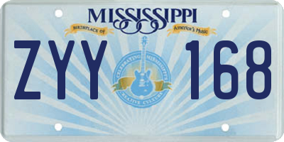 MS license plate ZYY168