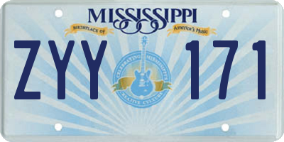 MS license plate ZYY171