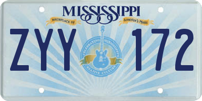 MS license plate ZYY172