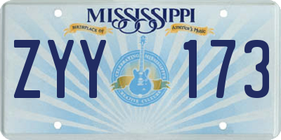 MS license plate ZYY173