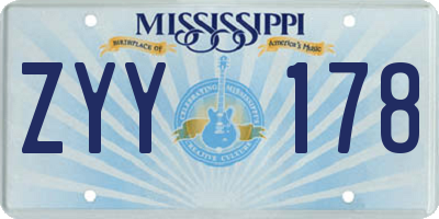 MS license plate ZYY178