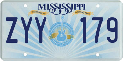 MS license plate ZYY179