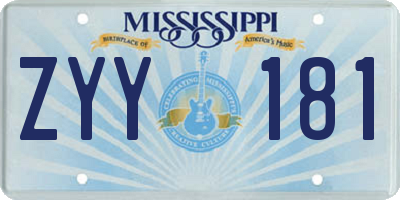 MS license plate ZYY181