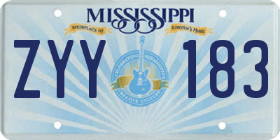 MS license plate ZYY183