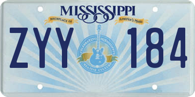 MS license plate ZYY184