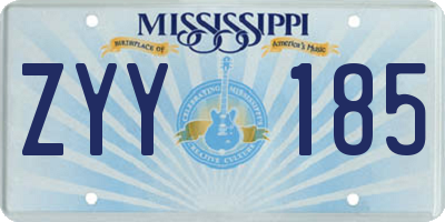 MS license plate ZYY185