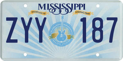 MS license plate ZYY187