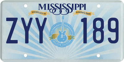 MS license plate ZYY189