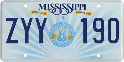 MS license plate ZYY190