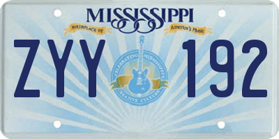 MS license plate ZYY192