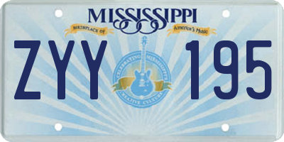 MS license plate ZYY195
