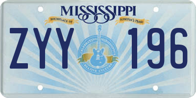 MS license plate ZYY196