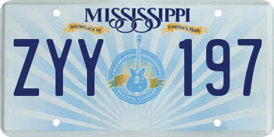 MS license plate ZYY197