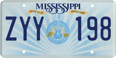 MS license plate ZYY198