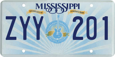 MS license plate ZYY201