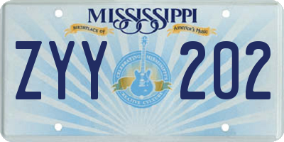MS license plate ZYY202