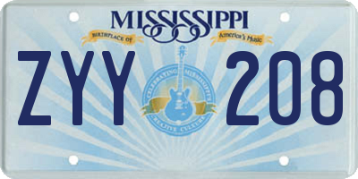 MS license plate ZYY208