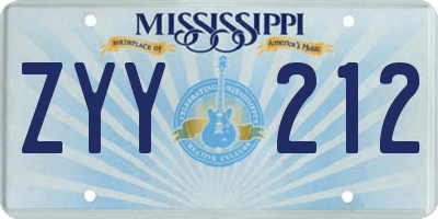 MS license plate ZYY212